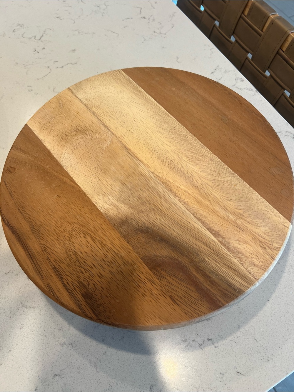 Round Wood Serving Tray - Natural Brown